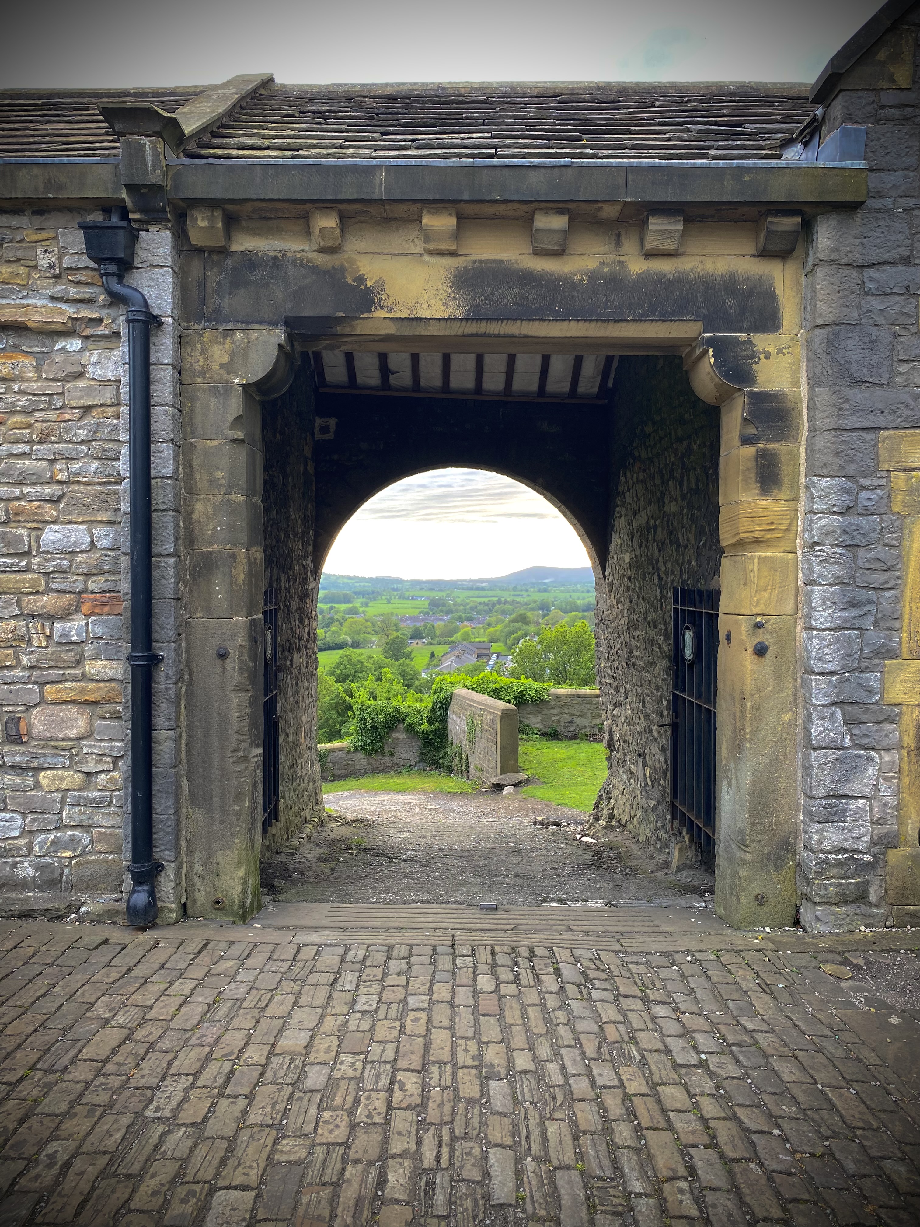 Clitheroe castle & museum grounds looking west